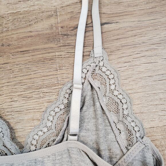 Y2k Lace Trim Babydoll Slip Dress Top Side Slit L Gray Feminine Dainty Whimsical - Picture 6 of 10